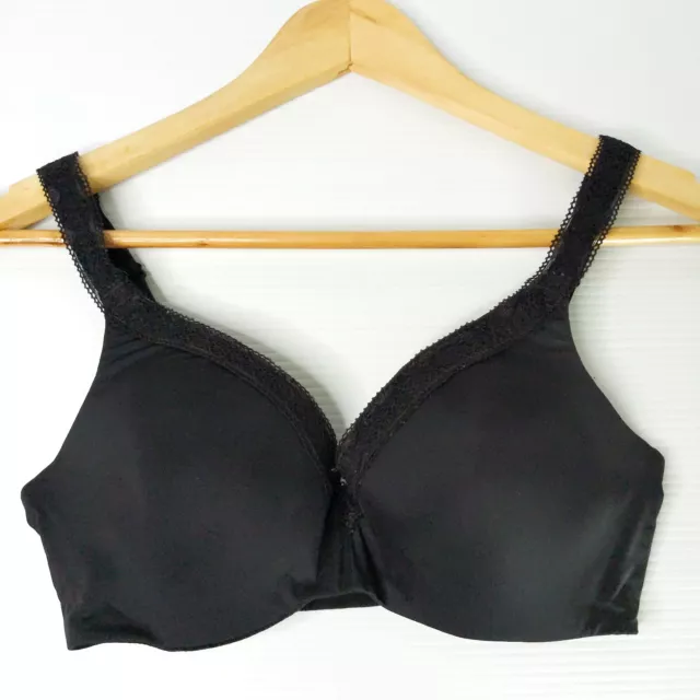 Berlei Bra 12DD Black T-Shirt Moulded Cup Underwire Lace Trim