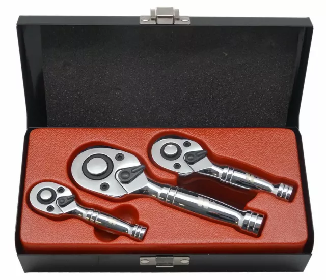 Welzh Werkzeug 3-Piece Stubby Short Ratchet Set  1/4 3/8 1/2 72Tooth 11116-WW