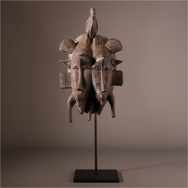 12784 Senufo Kepelie Mask Poro Iconic Ivory Coast Metalldisplay Includes