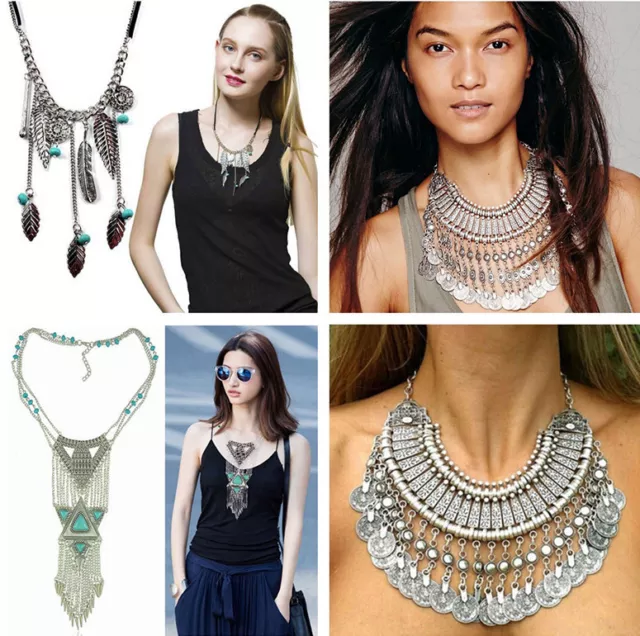 Fashion Charm Jewelry Crystal Chunky Statement Bib Pendant Chain Choker Necklace
