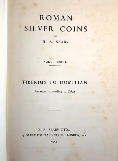 Roman Silver Coins - H. A. Seaby Vol. Ii From Tiberius To Commodus 1954 Pag 183