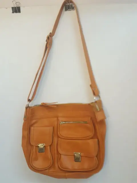 Vintage Orange Purse Shoulder Bag Cross Body Shoulder Bag 70's Hippie Handbag