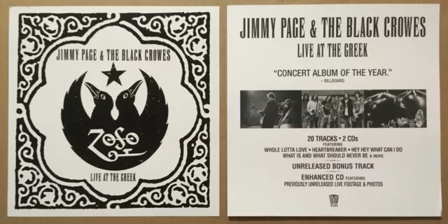 BLACK CROWES & JIMMY PAGE Double Sided PROMO POSTER FLAT 4 Greek CD Led Zeppelin