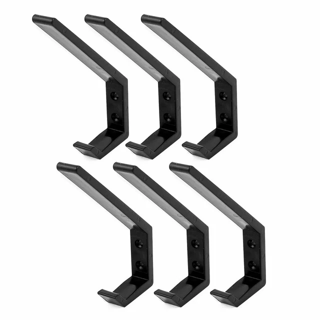 Bedroom Clothes Coat Single Hook Screw Mounted Plastic Wall Hanger Black 6pcs