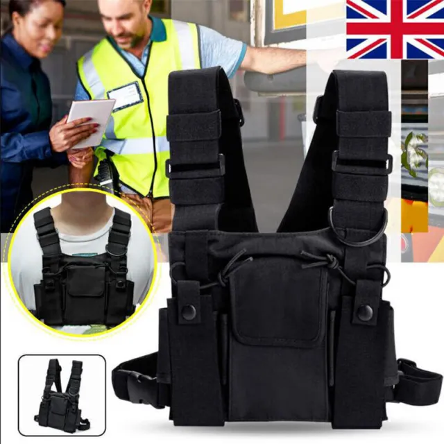 Adjustable Vest Rig Bag Backpack Pocket Radio Chest Harness Pack Walkie Talkie