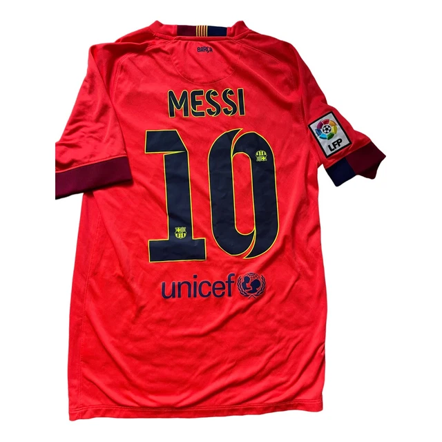 Barcelona Messi #10 Jersey Qatar Black Sz S Nike Shirt Men Sleeve