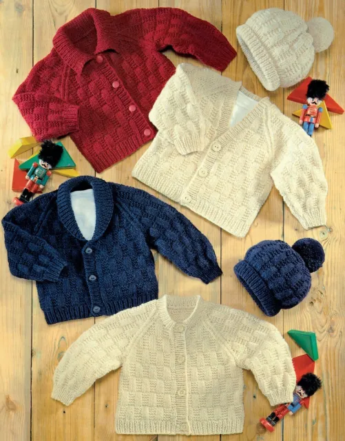Baby Toddler Knitting Pattern cardigans hats copy newborn to 6 years 8 ply