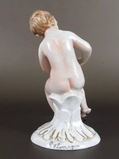 Capodimonte Chérubin V.Lomagna Figure Enfant Putto Sculpture Porcelaine Vintage 3
