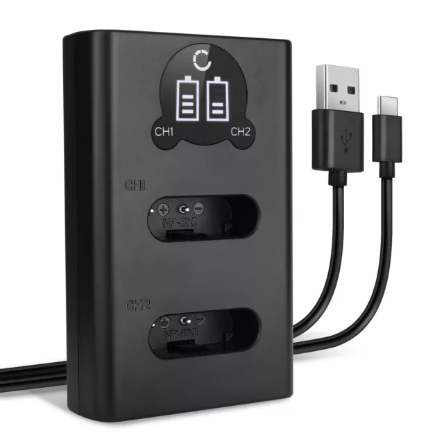Chargeur Double USB pour Sony Cyber-shot DSC-HX400 HDR-GWP88 Cable de Charge