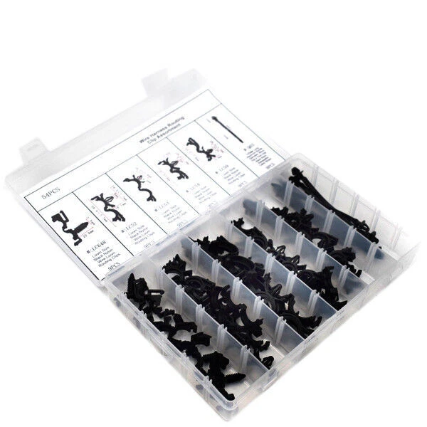 54pcs Car Body Wiring Harness Fastener Routing Clips Plastic