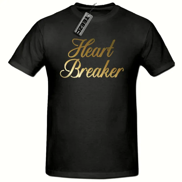 Heart Breaker tshirt, Womens Gold Slogan T Shirt, Ladies Funny Novelty Tshirt