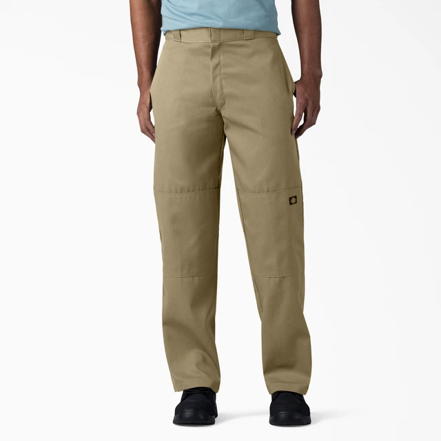 DICKIES MENS LOOSE Fit Double Knee Work Cell Phone Pocket Pants Khaki