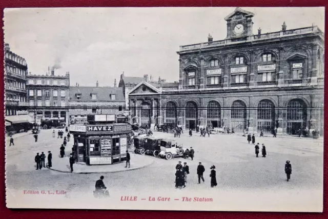 Cpa 59  - Lille - La Gare - The Station - Kiosque Publicités -