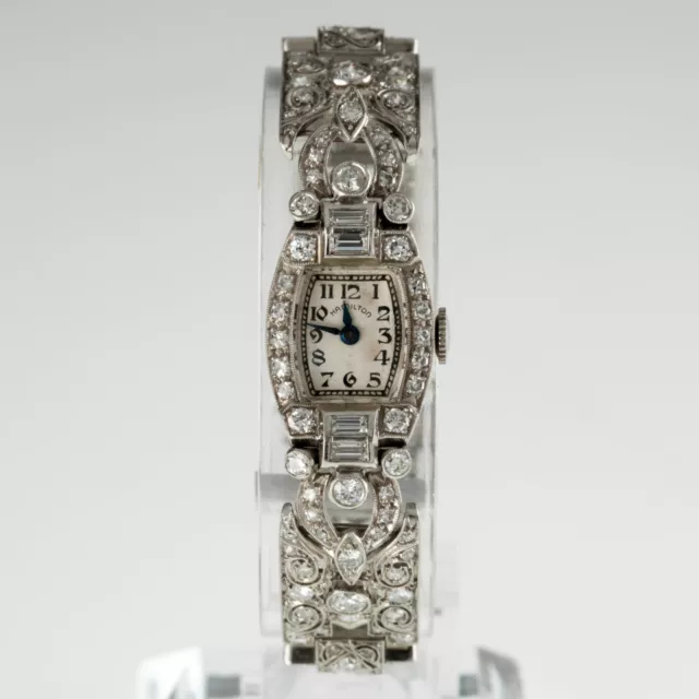 Hamilton Ladies Platinum Diamond Dress Watch Delicate Filigree Mov #911