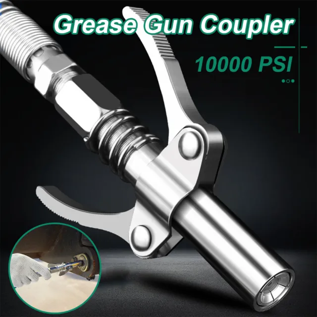 10000PSI Professional Grease Gun Coupler Quick Release Lock Oil Injection Nozzle