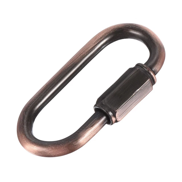 Cadena Conector, 4mm Enlace Tornillo Bloqueo Ovalado Clips Rojo Bronce 4pzs