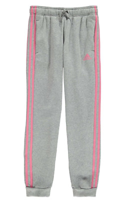 Adidas Girls Fleece Tracksuit Joggers Grey/Pink Size UK 9-10 Years *REF82