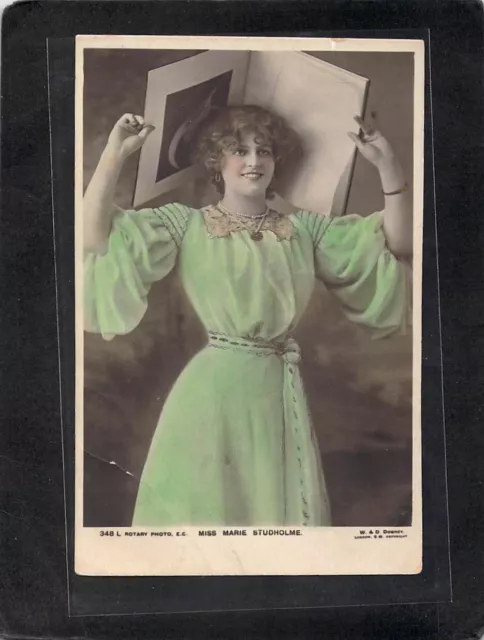 C1225 Glamour Miss Marie Studholme tinted vintage postcard