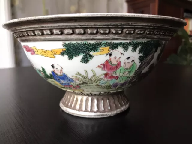 antique chinese famille rose porcelain bowl