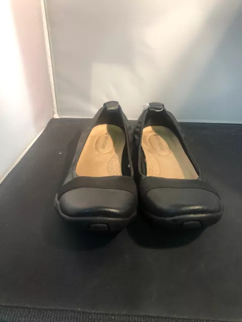 Naturalizer Black Leather Cozy-1 Comfort Flats Womens Size 7.5