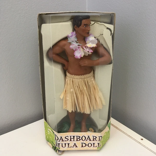 KC HAWAII 7& Male Dashboard Hula Dancing Doll "Bradda Ed" Grass Skirt