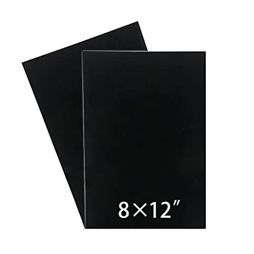 2 Pcs Black Acrylic Sheet 8 x12x 0.04" Hard Plastic ABS Sheets Black