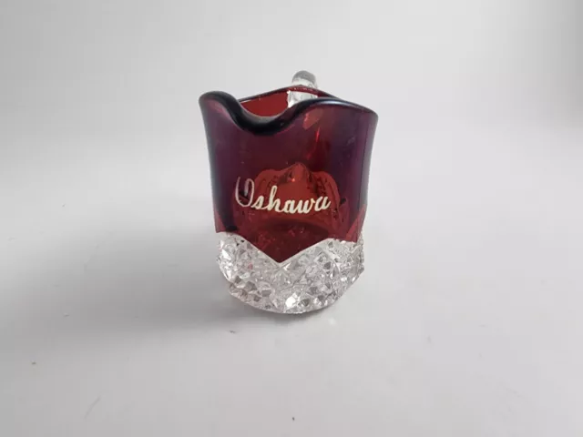 Antique Ruby Red Flash Glass Souvenir Creamer - Oshkawa 3