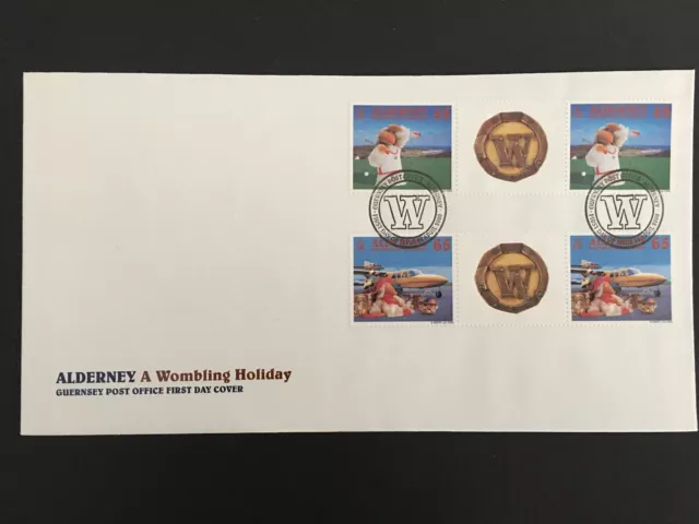 ALDERNEY FDC 2000 GUTTER PAIRS WOMBLES WOMBLING HOLIDAY GOLF FLUGZEUG u1032