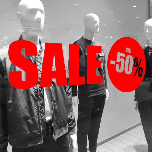 Aufkleber Folie "SALE + Prozente" Rabatt Schaufenster Beschriftung Shop #8041