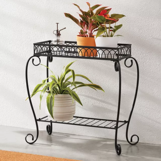 Mainstays Black Metal 2 Tier Shelves Plant Stand