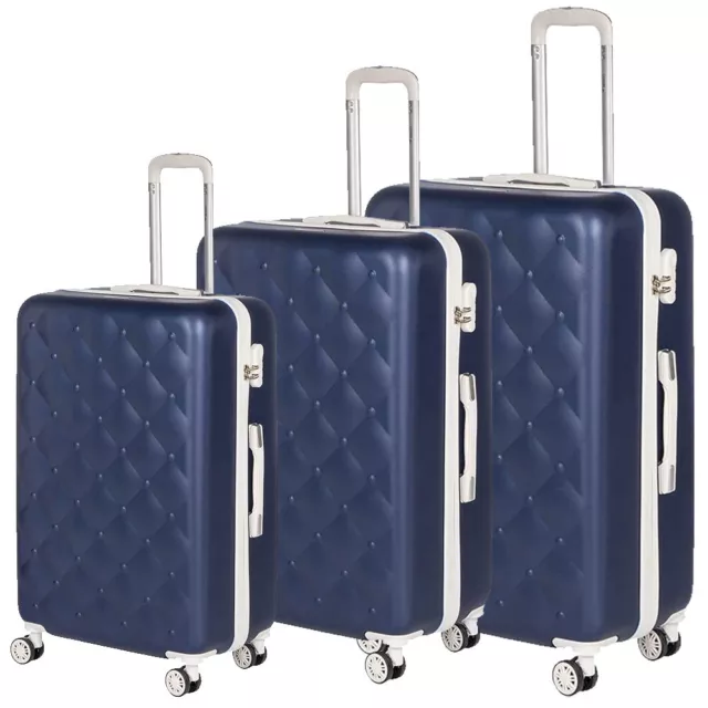 Set 3 Valigie Rigide con Ruote Easy Roll Trolley Bagaglio a Mano Viaggio Blu