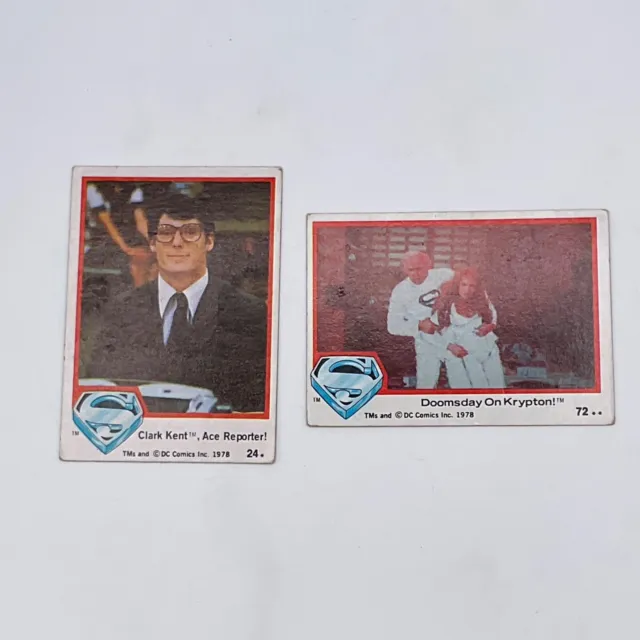 Vintage SUPERMAN Movie Trading Cards Lot of 2 Classic 1978 Christopher Reeve DC