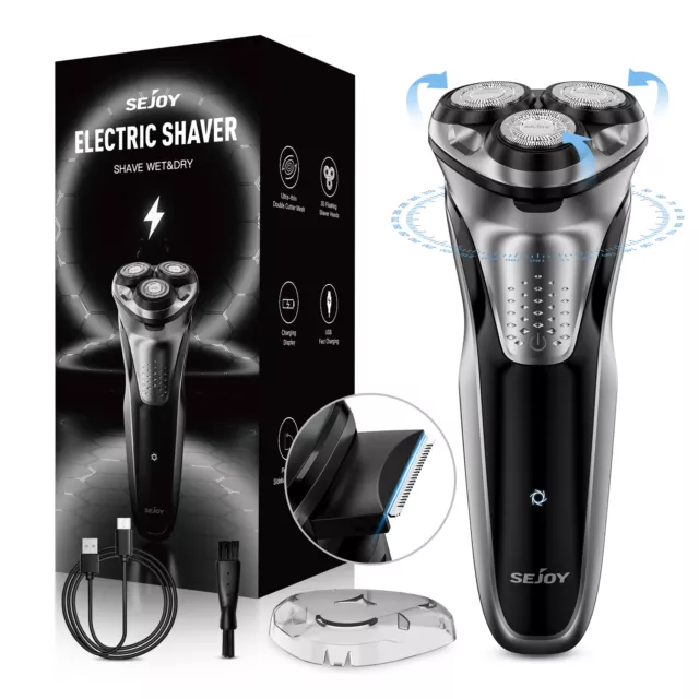 SEJOY Afeitadora Eléctrica Hombre Impermeable con Recortadora Barba Recargable 2