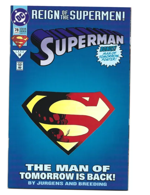 Superman 78 Die Cut Collector's Edition June 1993 DC Comics NM B&B combine ship!