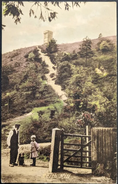 Leith Hill & Tower w Child, Old Gent & Dog in Foreground nr Dorking, Frith PC