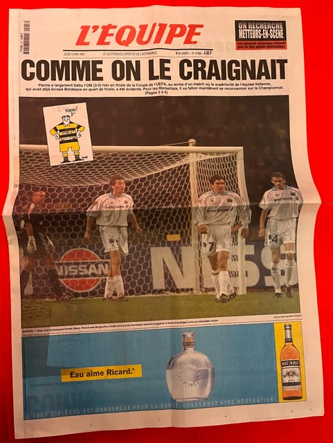 L'Equipe Du 12/05/1999 - Édition Collector Finale UEFA OM - Parme (Pires, Maurice)