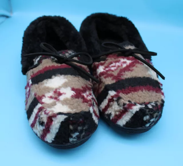Sonoma Goods For Life Womens Size XL 9-10 Printed Sherpa Moccasin Slippers New