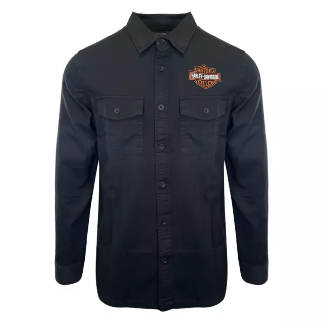 Harley-Davidson Men's Shirt Black Beauty Bar & Shield Long Sleeve (S65)