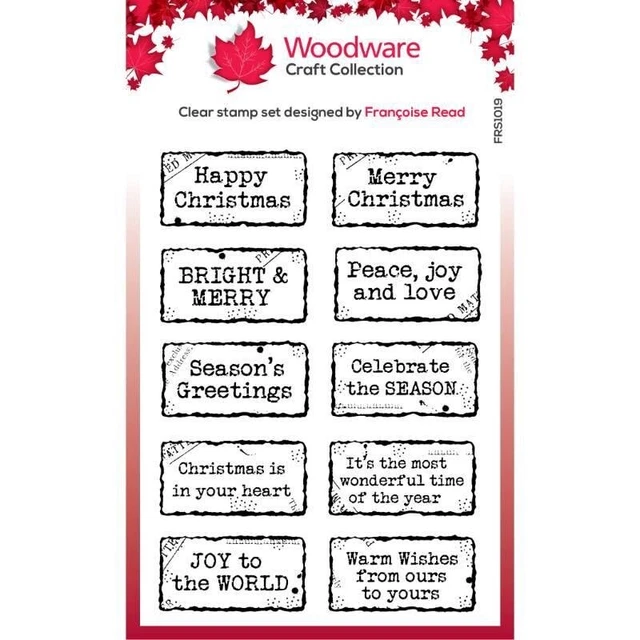 Holzware Distressed Christmas Sentiment Etiketten klar Stempel Set Etikett Kartenherstellung
