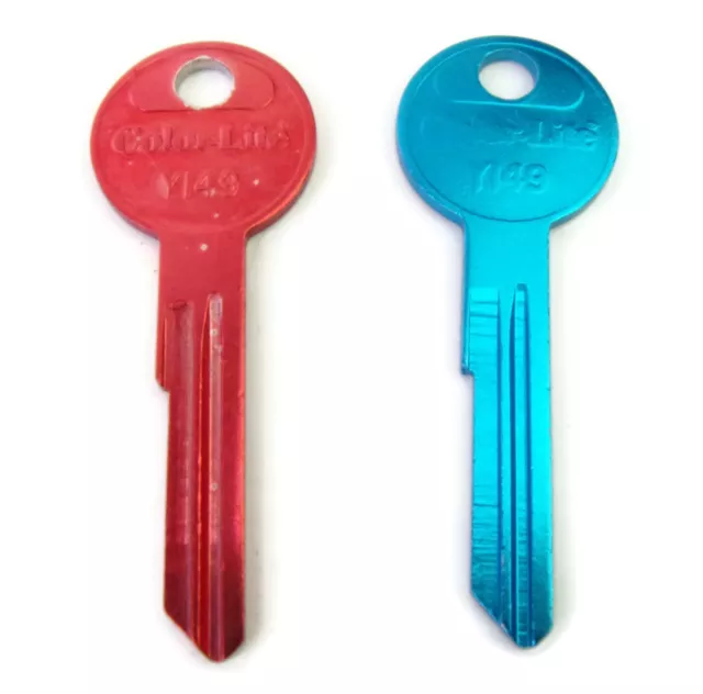 2-pcs Y149 BLUE RED Chrysler MOPAR Dodge Anodized Aluminum Key Blanks Color-Lite