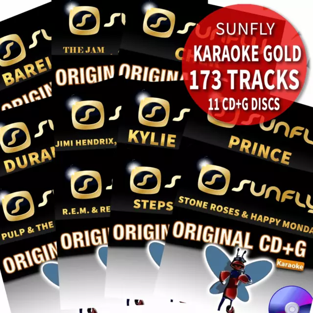 Sunfly Karaoke Gold CD+G Disc Set 174 Tracks on 11 CDs ft Kylie Pulp Prince Cher