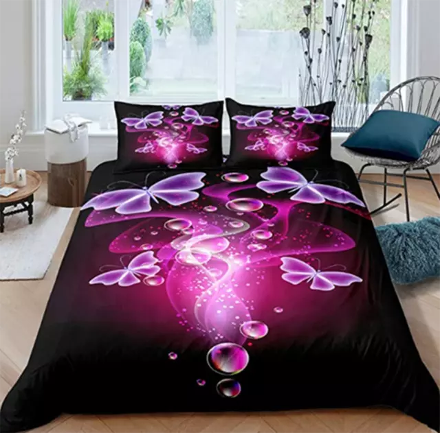 3D Rose Dream Butterfly Duvet Cover Bedding Set Doona Quilt Cover Pillow Case