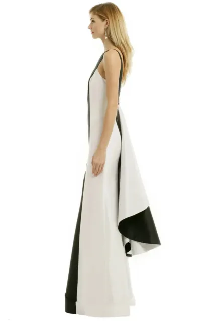 ML Monique Lhuillier  Black White Colorblock Right On Key Sleeveless Gown $698 6 3