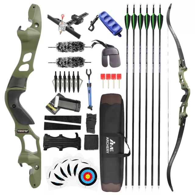 62 Zoll Recurvebogen Pfeil Kit 30-60lbs ILF Takedown Bogen Tasche Schießen Jagd