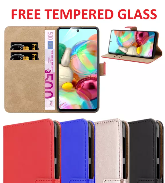 For Xiaomi Redmi Note 9 Case Luxury Pu Leather Cover Flip Wallet + Glass