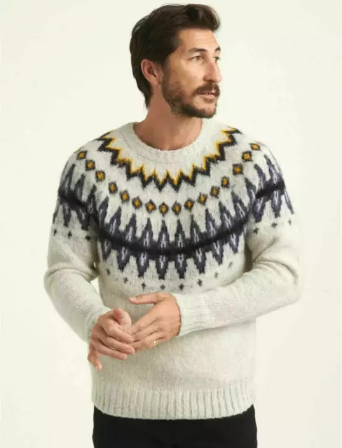 LUCKY BRAND Men's Brushed Fairisle Crew Neck Sweater Size XXL $129 NWT