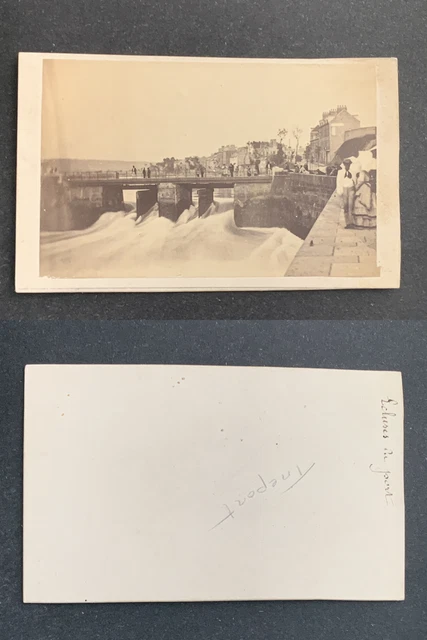 France, Le Tréport, locks du port, circa 1870 vintage cdv albumen print - C
