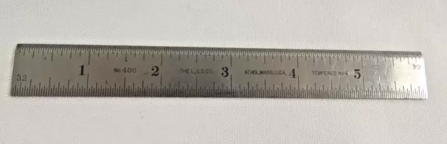 VTG Starrett No. 400 6 Inch Long Tempered Steel Rule One Beveled Edge Athol Mass VTG Starrett No. 400 6 Inch Long Tempered Steel Rule One Beveled Edge Athol Mass