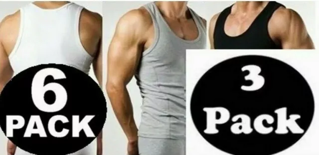 Men's Vests 100% Cotton Tank Top Summer Training Gym Plain Vests 1/2/3 Pk S -2Xl