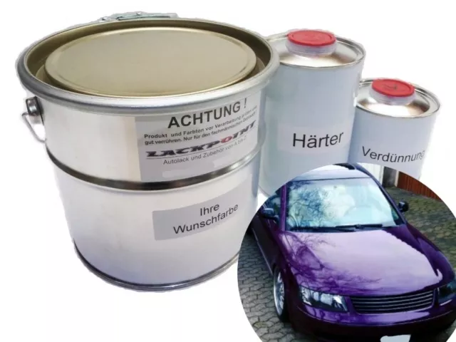 1 Litre Set 2K Vernis Voiture Foncé Violet Métallique Aucun Lackpoint